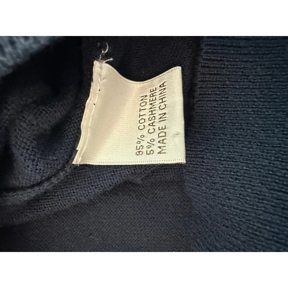 Peter Millar Navy‎ Blue Cotton Cashmere V-Neck Sweater Size Large